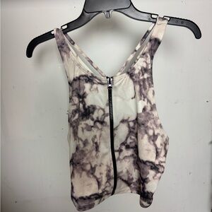 Charlotte Russe Black and White Tie Front Crop Tank Top